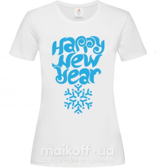 Женская футболка HAPPY NEW YEAR SNOWFLAKE Белый фото