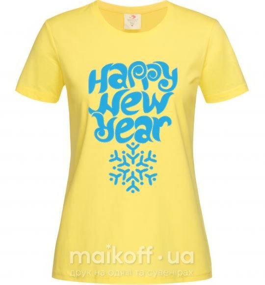 Жіноча футболка HAPPY NEW YEAR SNOWFLAKE Лимонний фото