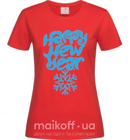 Женская футболка HAPPY NEW YEAR SNOWFLAKE Красный фото