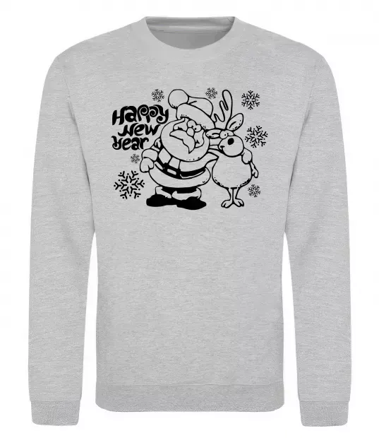 Свитшот Happy New Year Серый меланж фото