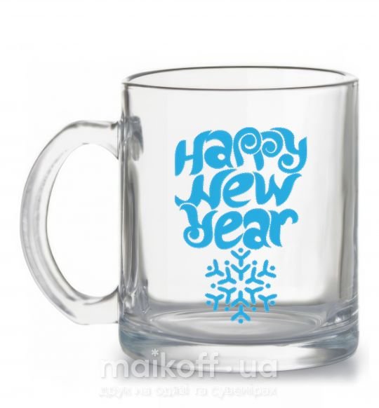 Чашка скляна HAPPY NEW YEAR SNOWFLAKE Прозорий фото