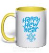 Чашка з кольоровою ручкою HAPPY NEW YEAR SNOWFLAKE Сонячно жовтий фото