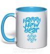 Чашка с цветной ручкой HAPPY NEW YEAR SNOWFLAKE Голубой фото