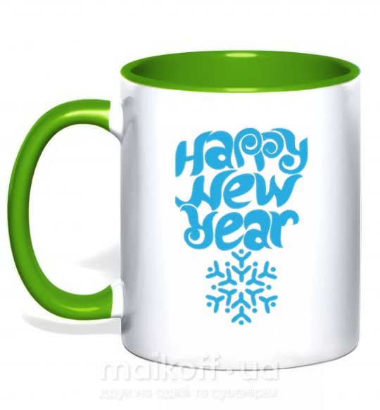 Чашка с цветной ручкой HAPPY NEW YEAR SNOWFLAKE Зеленый фото