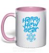 Чашка з кольоровою ручкою HAPPY NEW YEAR SNOWFLAKE Ніжно рожевий фото
