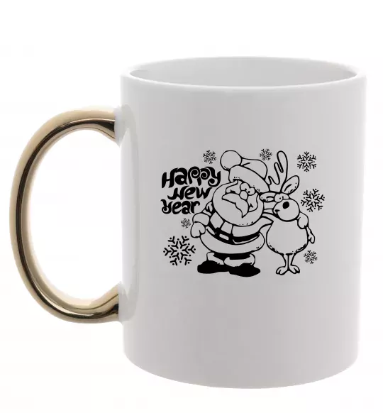 Чашка с цветной ручкой Happy New Year Золото фото