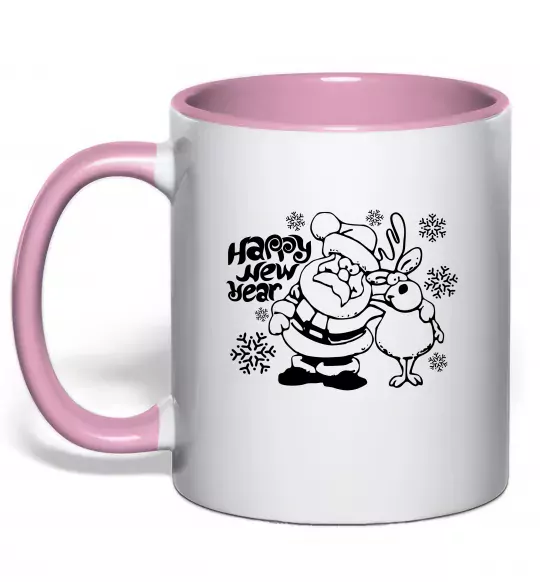 Чашка с цветной ручкой Happy New Year Нежно розовый фото