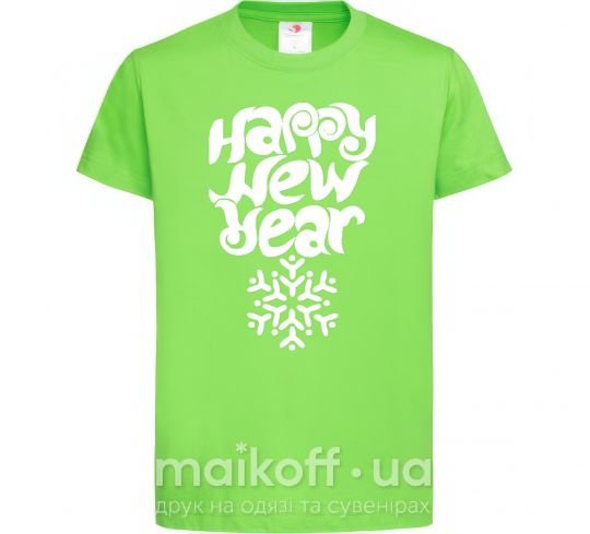 Детская футболка HAPPY NEW YEAR SNOWFLAKE Лаймовый фото
