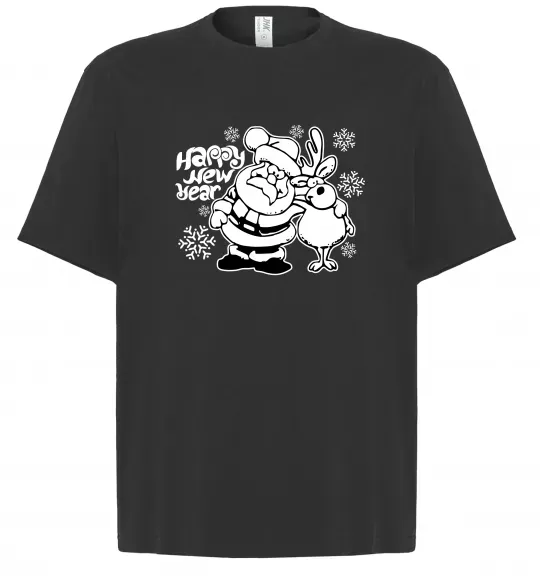 Футболка Оверсайз Happy New Year Черный фото