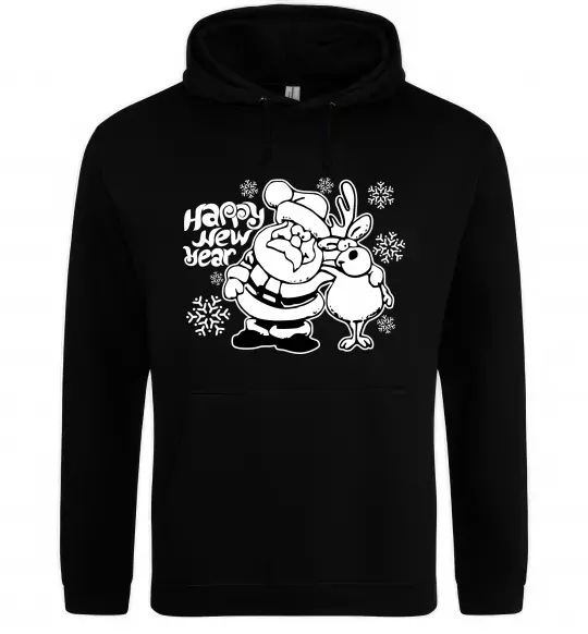 Мужская толстовка (худи) Happy New Year Черный фото