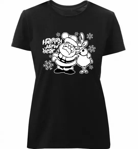 Женская премиум футболка Happy New Year Черный фото