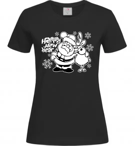 Женская футболка Happy New Year Черный фото