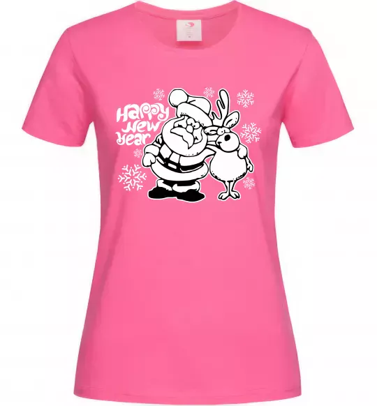 Женская футболка Happy New Year Ярко-розовый фото