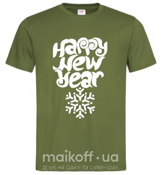 Чоловіча футболка HAPPY NEW YEAR SNOWFLAKE Оливковий фото