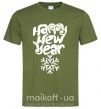 Мужская футболка HAPPY NEW YEAR SNOWFLAKE Оливковый фото