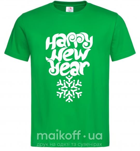 Мужская футболка HAPPY NEW YEAR SNOWFLAKE Зеленый фото