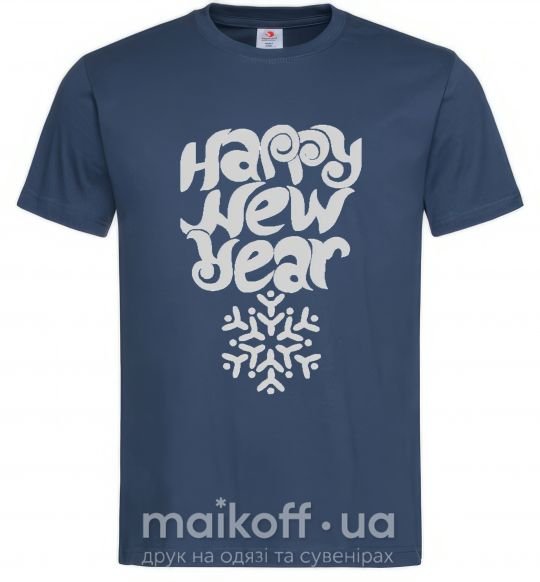 Чоловіча футболка HAPPY NEW YEAR SNOWFLAKE Темно-синій фото