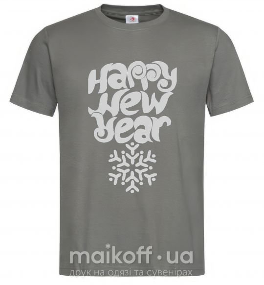 Чоловіча футболка HAPPY NEW YEAR SNOWFLAKE Графіт фото