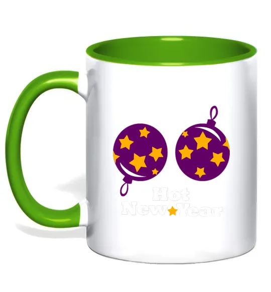 Чашка с цветной ручкой HOT NEW YEAR Лаймовый фото