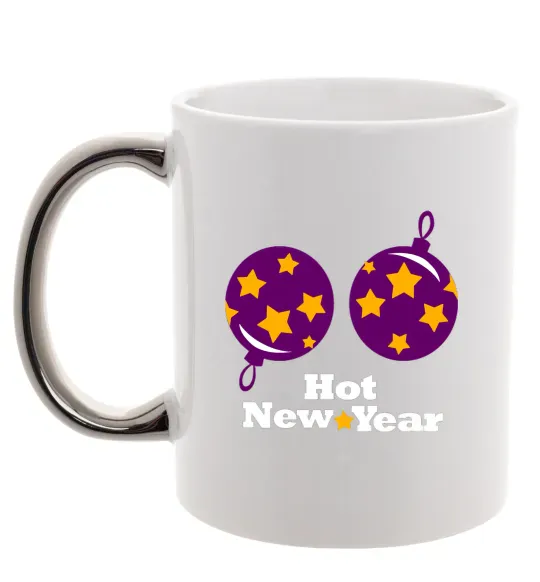 Чашка с цветной ручкой HOT NEW YEAR Серебро фото