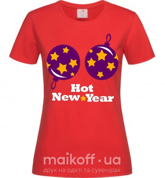 Женская футболка HOT NEW YEAR Красный фото