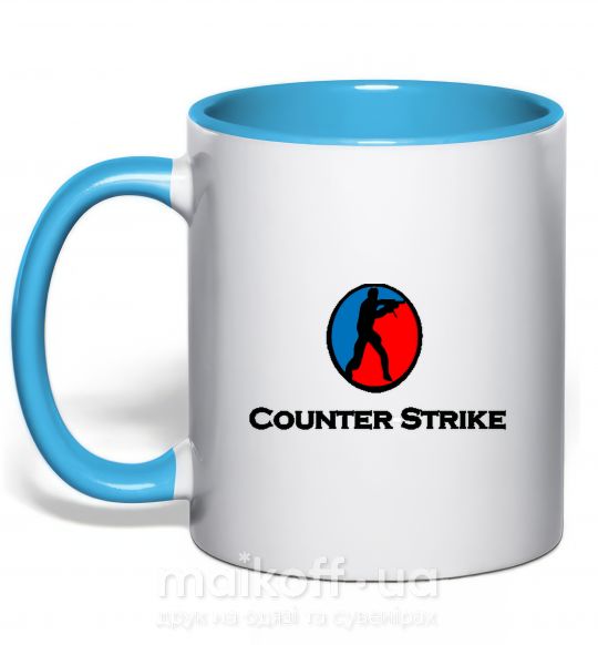 Чашка с цветной ручкой COUNTER STRIKE Голубой фото