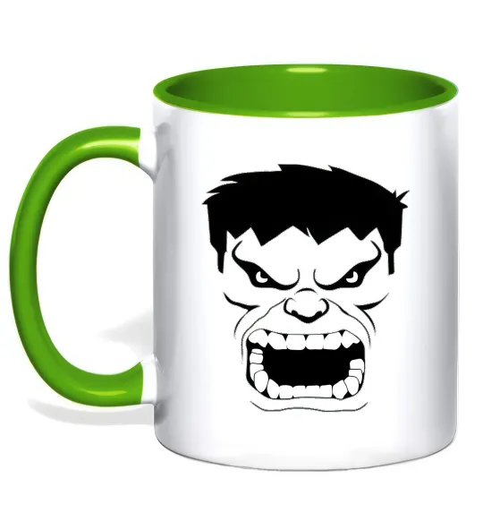 Чашка з кольоровою ручкою Сердитий Халк Лаймовий фото