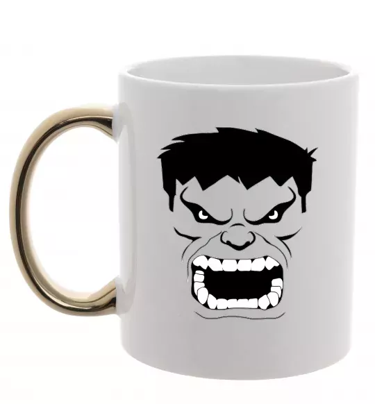 Чашка з кольоровою ручкою Сердитий Халк Золото фото