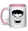 Чашка с цветной ручкой Сердитый Халк Нежно розовый фото