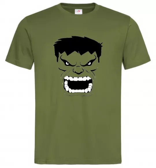 Мужская футболка Сердитий Халк Оливковый фото