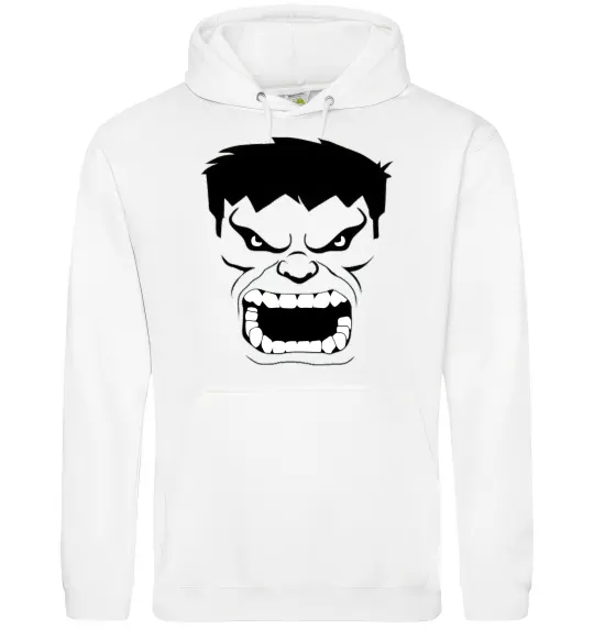 Мужская толстовка (худи) Сердитий Халк Белый фото