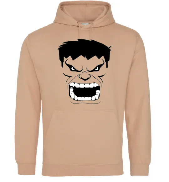 Мужская толстовка (худи) Сердитий Халк Песочный фото