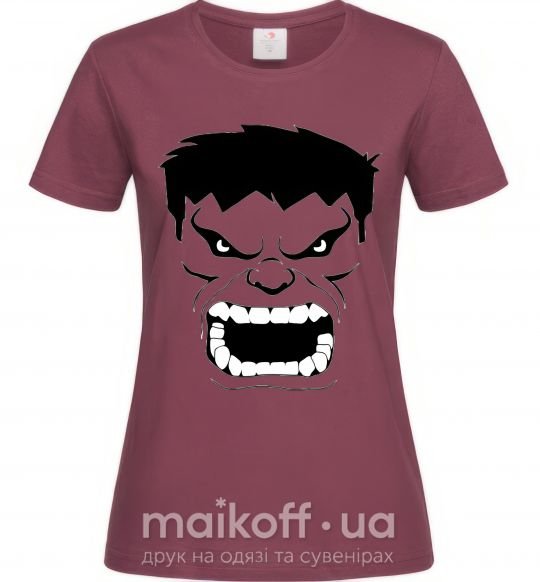 Женская футболка Сердитый Халк Бордовый фото