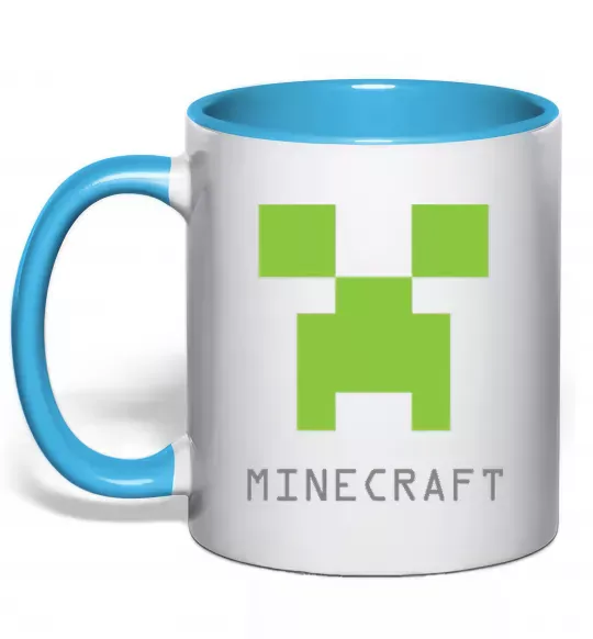 Чашка с цветной ручкой MINECRAFT Simple Голубой фото
