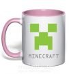 Чашка з кольоровою ручкою MINECRAFT Simple Ніжно рожевий фото