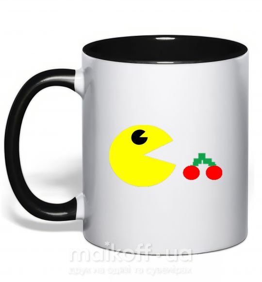Чашка с цветной ручкой Pacman arcade Черный фото