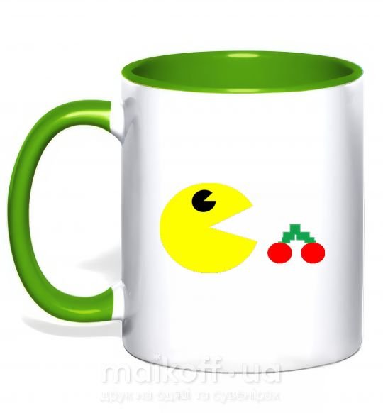Чашка з кольоровою ручкою Pacman arcade Зелений фото