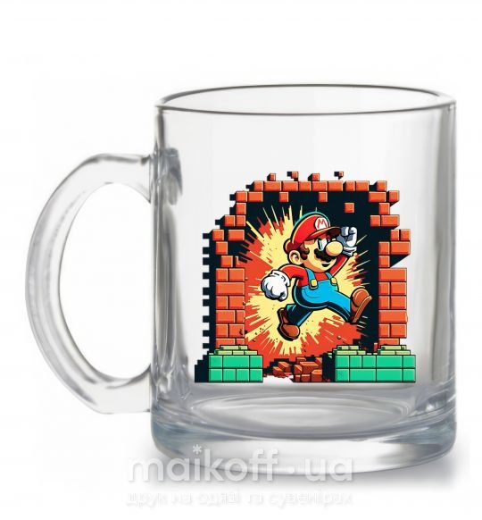 Чашка скляна Super Mario blocks Прозорий фото