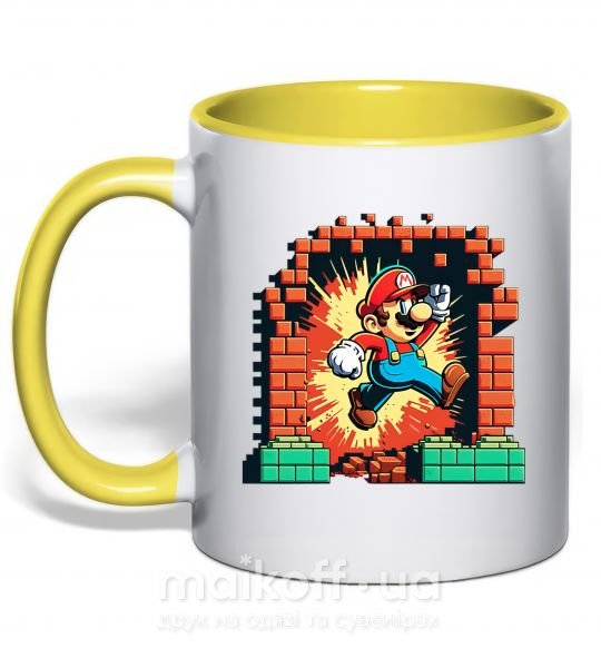 Чашка с цветной ручкой Super Mario blocks Солнечно желтый фото