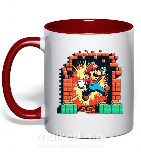 Чашка с цветной ручкой Super Mario blocks Красный фото