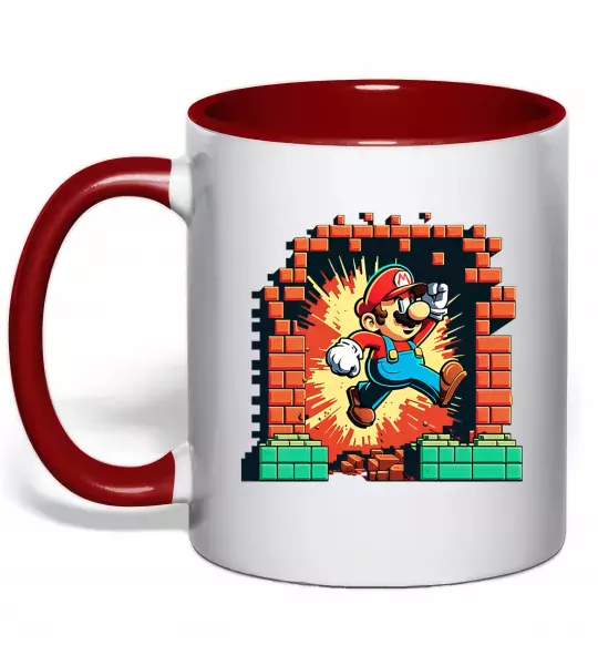 Чашка з кольоровою ручкою Super Mario blocks Червоний фото