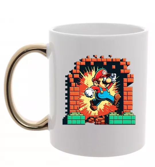 Чашка з кольоровою ручкою Super Mario blocks Золото фото
