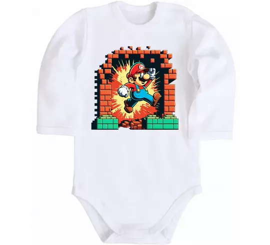 Детский боди Super Mario blocks Белый фото