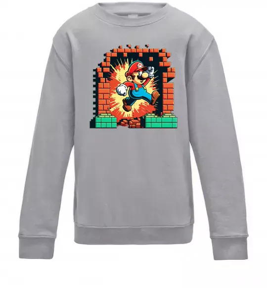 Детский Свитшот Super Mario blocks Серый меланж фото