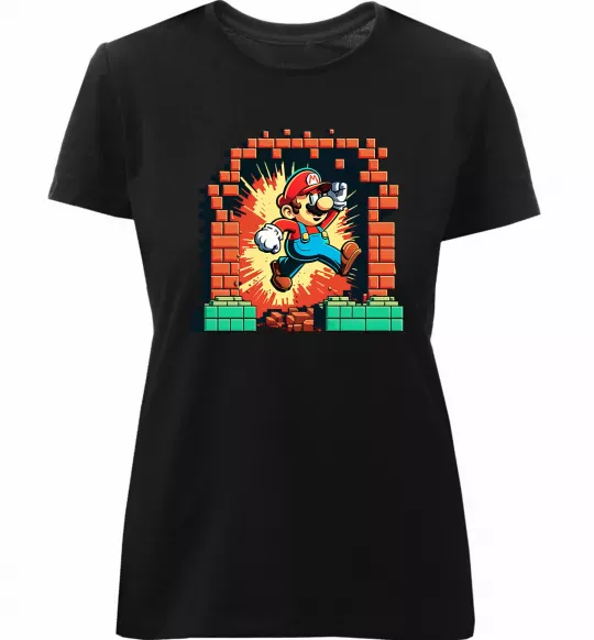 Жіноча преміум футболка Super Mario blocks Чорний фото
