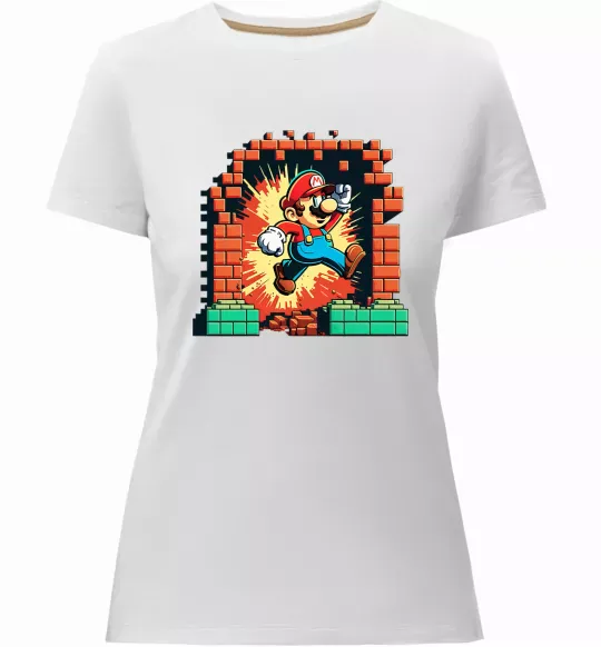 Жіноча преміум футболка Super Mario blocks Білий фото
