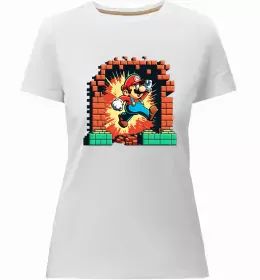 Женская премиум футболка Super Mario retro Белый фото