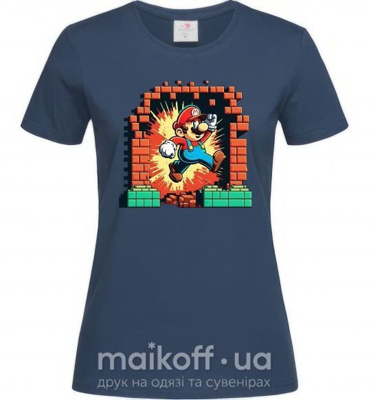 Жіноча футболка Super Mario blocks Темно-синій фото
