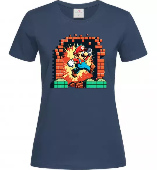 Женская футболка Super Mario blocks Темно-синий фото
