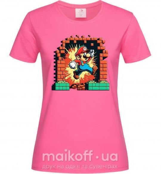 Жіноча футболка Super Mario blocks Яскраво-рожевий фото